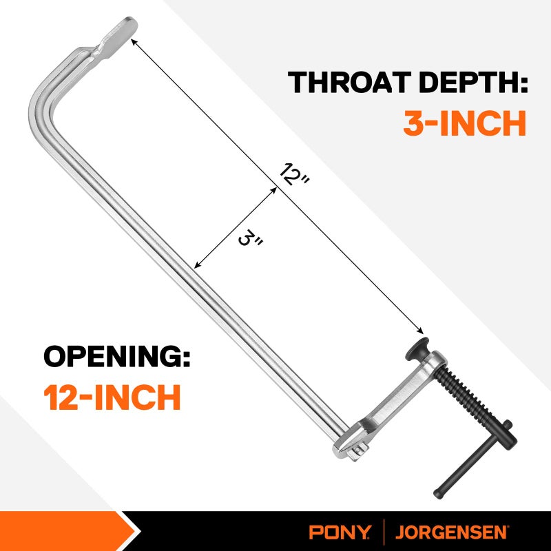 Jorgensen Bar Clamps, 12-Inch Light-duty Drop Forged Steel Bar Clamps for Woodworking and Welding, 2 Pack - Image 2